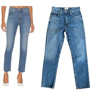 Citizens Of Humanity Isola Women's Mid Rise Straight Jeans Slim Raw Hem Size 26